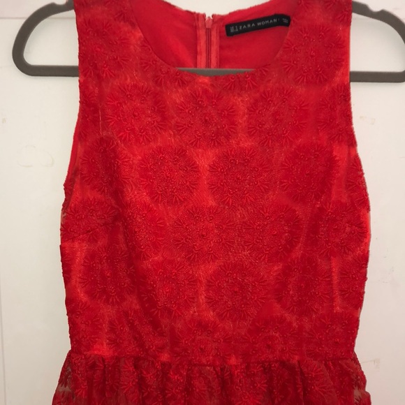 Zara Woman Red Floral Dress - Picture 3 of 4